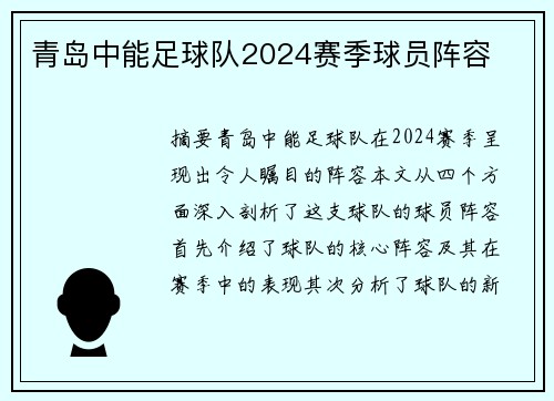 青岛中能足球队2024赛季球员阵容